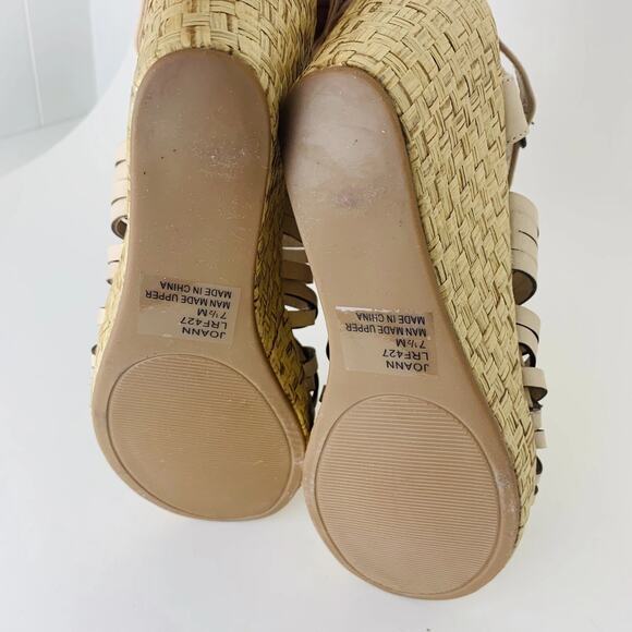 Rampage Women's Joann Espadrille Wedge Weave Vegan Sandals Ankle Strap Nude 9.5 - Picture 3 of 9